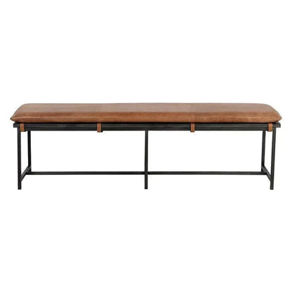 Zancor Bench - Tan Leather with Gunmetal - LOOMLAN - SUNPAN - Dining Benches