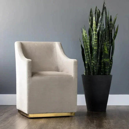 Zane Fabric Wheeled Dining Chair - LOOMLAN - SUNPAN - Dining Chairs