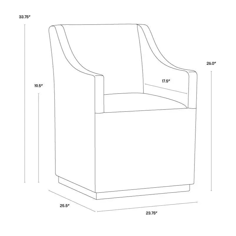 Zane Fabric Wheeled Dining Chair - LOOMLAN - SUNPAN - Dining Chairs
