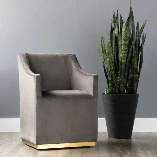 Zane Fabric Wheeled Dining Chair - LOOMLAN - SUNPAN - Dining Chairs