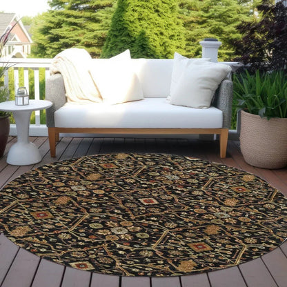Zara Black Washable Indoor-Outdoor Rug-Outdoor Rugs-LOOMLAN Rugs-LOOMLAN