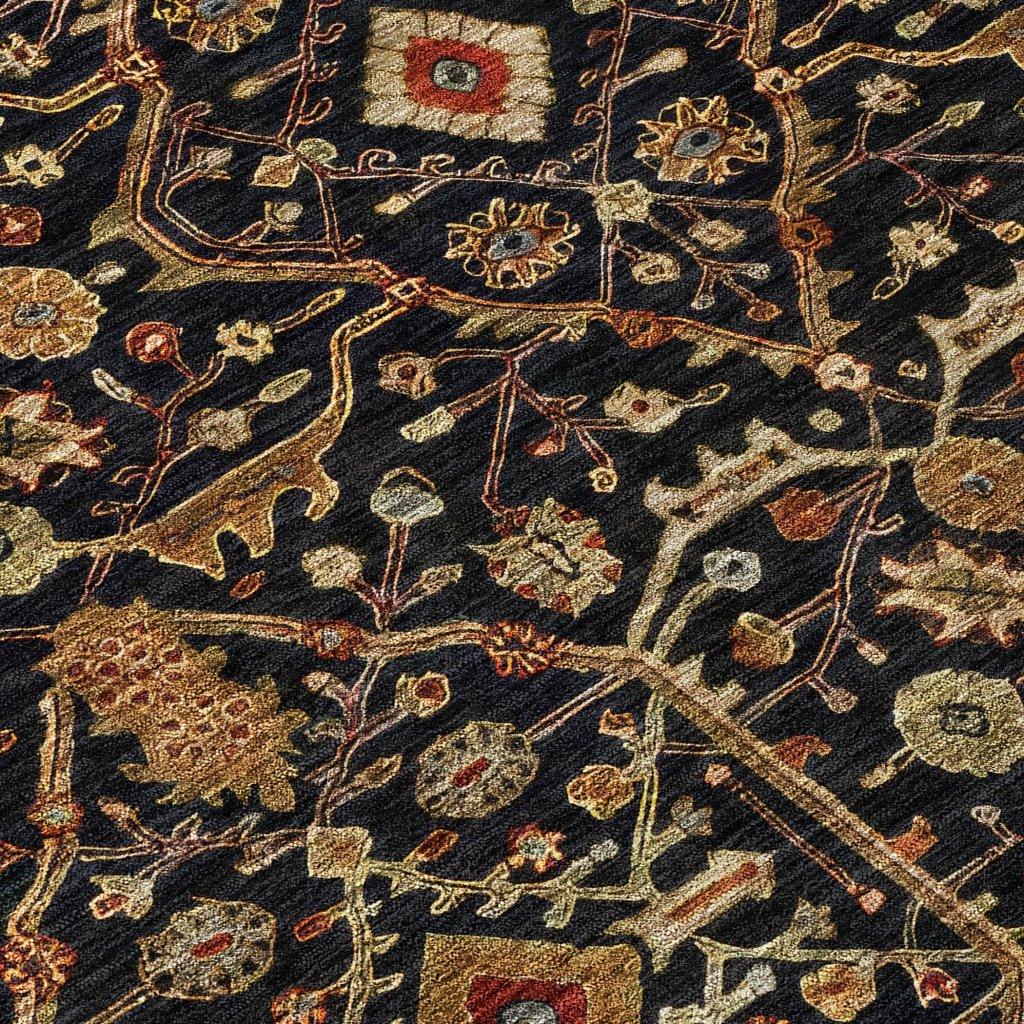 Zara Black Washable Indoor-Outdoor Rug-Outdoor Rugs-LOOMLAN Rugs-LOOMLAN