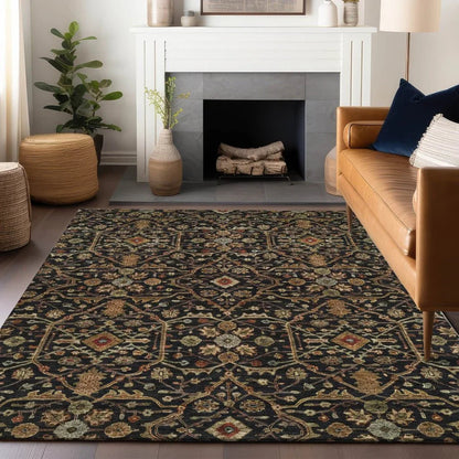 Zara Black Washable Indoor-Outdoor Rug-Outdoor Rugs-LOOMLAN Rugs-LOOMLAN