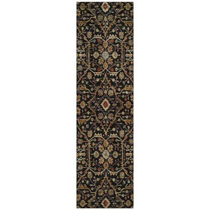 Zara Black Washable Indoor-Outdoor Rug-Outdoor Rugs-LOOMLAN Rugs-2'3" x 7'6"-LOOMLAN