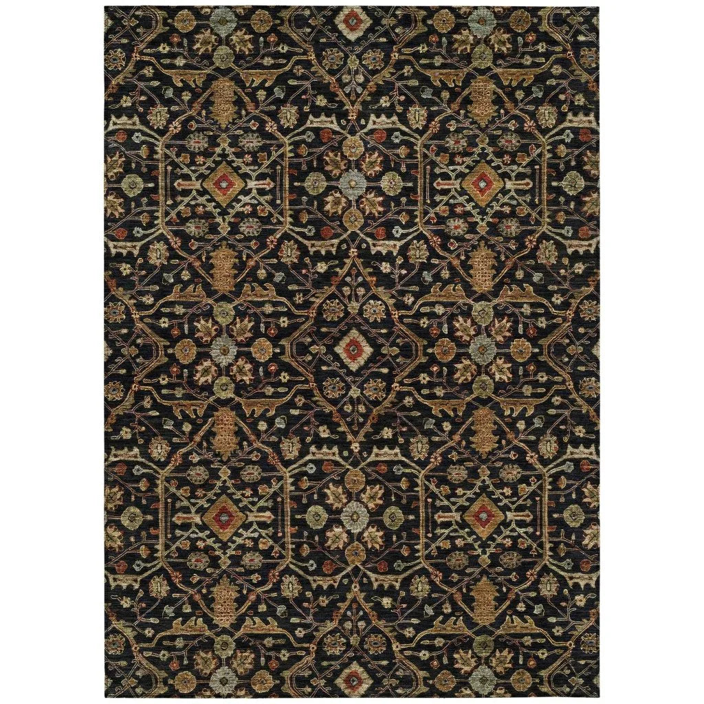 Zara Black Washable Indoor-Outdoor Rug-Outdoor Rugs-LOOMLAN Rugs-2'6" x 3'10"-LOOMLAN