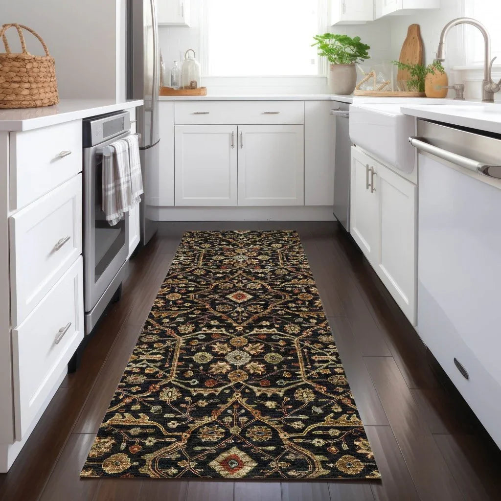 Zara Black Washable Indoor-Outdoor Rug-Outdoor Rugs-LOOMLAN Rugs-LOOMLAN