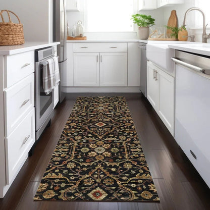 Zara Black Washable Indoor-Outdoor Rug-Outdoor Rugs-LOOMLAN Rugs-LOOMLAN