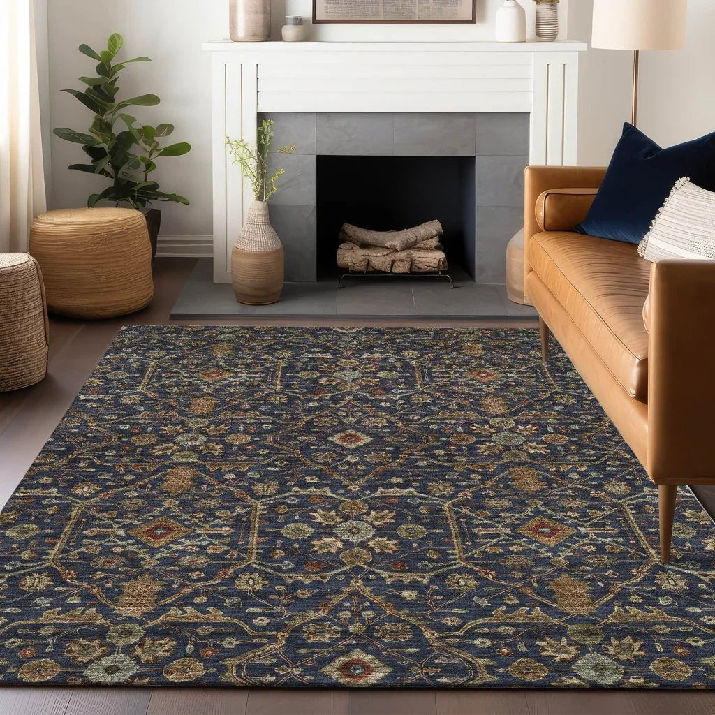Zara Blue Washable Indoor-Outdoor Rug-Outdoor Rugs-LOOMLAN Rugs-LOOMLAN