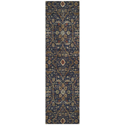 Zara Blue Washable Indoor-Outdoor Rug-Outdoor Rugs-LOOMLAN Rugs-2'3" x 7'6"-LOOMLAN