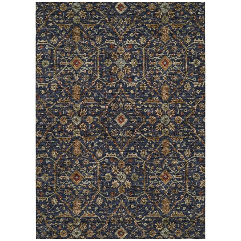 Zara Blue Washable Indoor-Outdoor Rug-Outdoor Rugs-LOOMLAN Rugs-2'6" x 3'10"-LOOMLAN