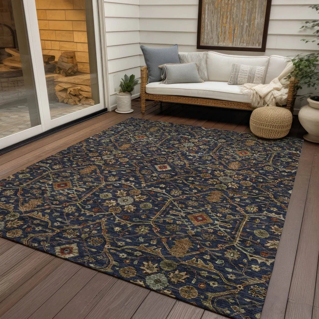 Zara Blue Washable Indoor-Outdoor Rug-Outdoor Rugs-LOOMLAN Rugs-LOOMLAN