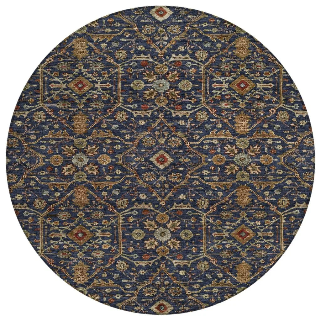 Zara Blue Washable Indoor-Outdoor Rug-Outdoor Rugs-LOOMLAN Rugs-8' x 8'-LOOMLAN