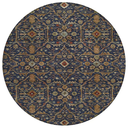 Zara Blue Washable Indoor-Outdoor Rug-Outdoor Rugs-LOOMLAN Rugs-8' x 8'-LOOMLAN