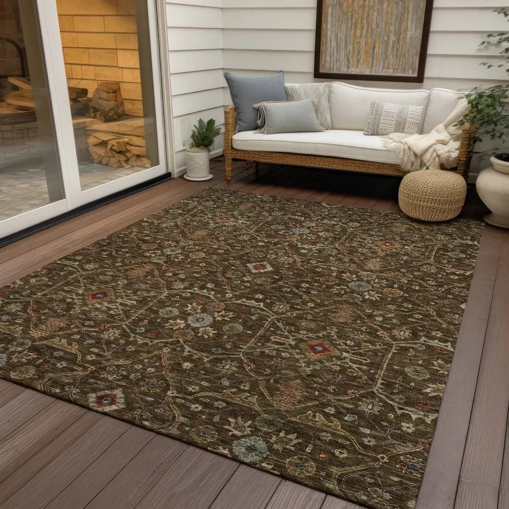 Zara Brown Washable Indoor-Outdoor Rug-Outdoor Rugs-LOOMLAN Rugs-LOOMLAN