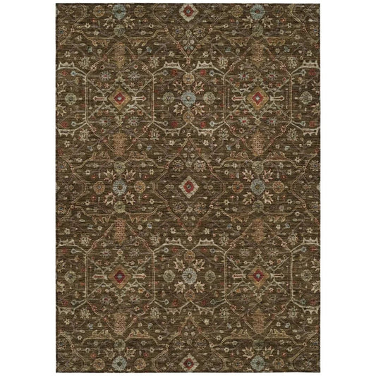 Zara Brown Washable Indoor-Outdoor Rug-Outdoor Rugs-LOOMLAN Rugs-2'6" x 3'10"-LOOMLAN