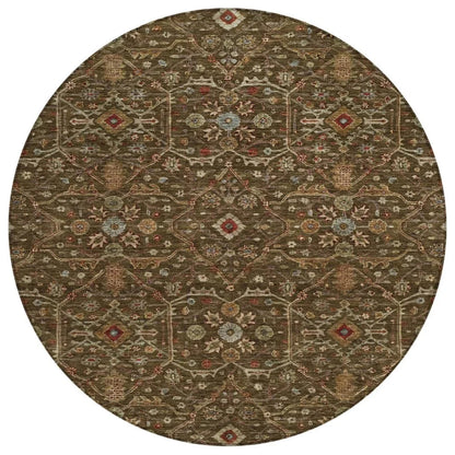 Zara Brown Washable Indoor-Outdoor Rug-Outdoor Rugs-LOOMLAN Rugs-8' x 8'-LOOMLAN