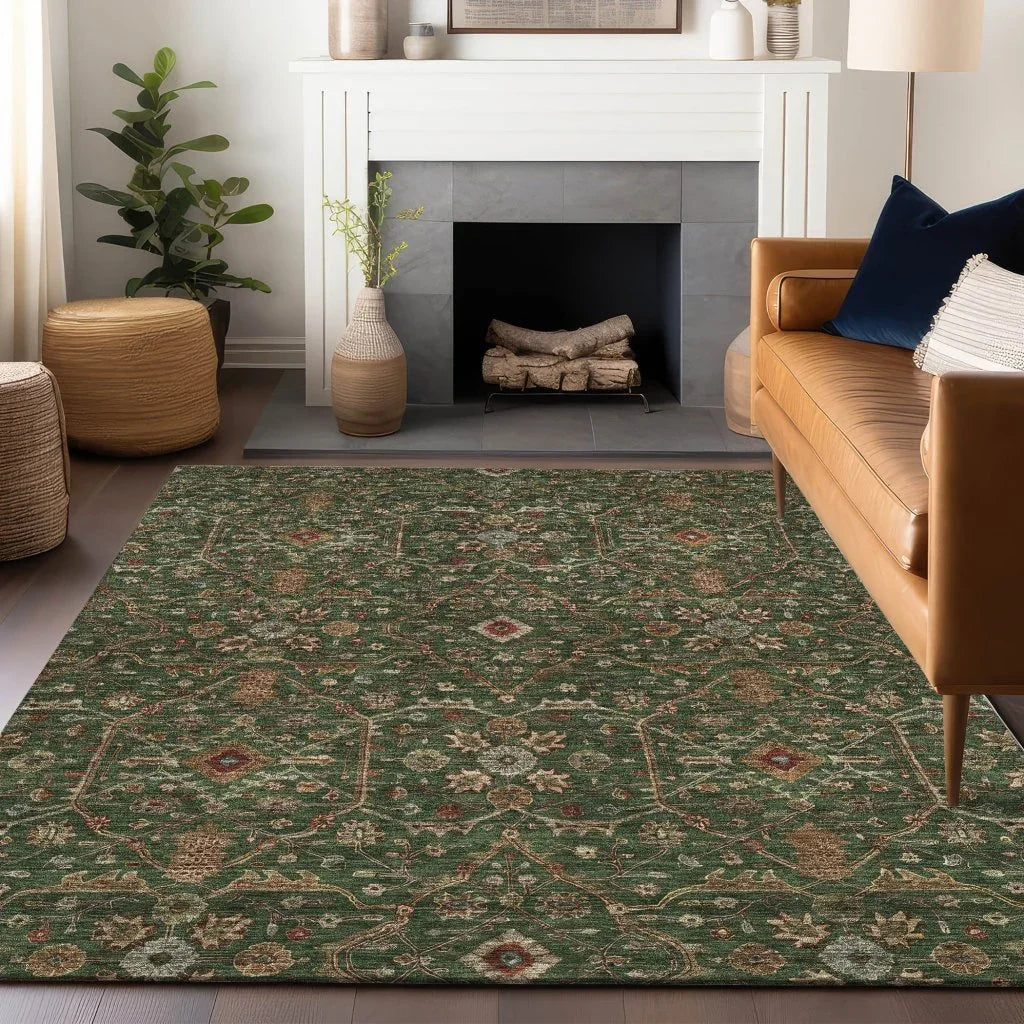 Zara Green Washable Indoor-Outdoor Rug-Outdoor Rugs-LOOMLAN Rugs-LOOMLAN