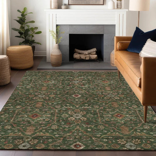 Zara Green Washable Indoor-Outdoor Rug-Outdoor Rugs-LOOMLAN Rugs-LOOMLAN