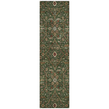 Zara Green Washable Indoor-Outdoor Rug-Outdoor Rugs-LOOMLAN Rugs-2'3" x 7'6"-LOOMLAN
