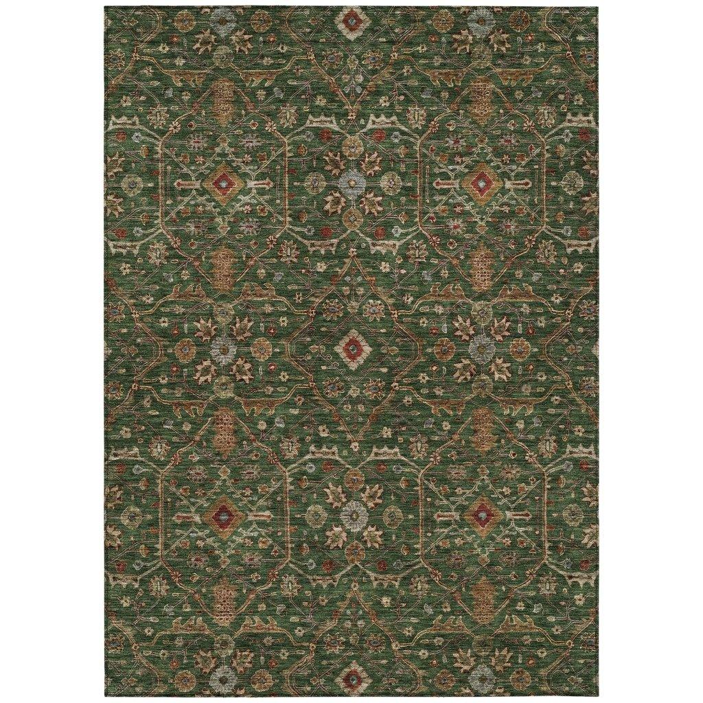 Zara Green Washable Indoor-Outdoor Rug-Outdoor Rugs-LOOMLAN Rugs-2'6" x 3'10"-LOOMLAN