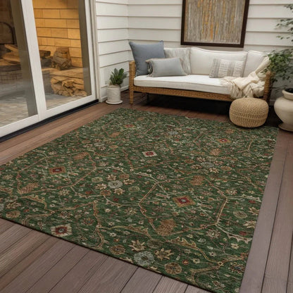 Zara Green Washable Indoor-Outdoor Rug-Outdoor Rugs-LOOMLAN Rugs-LOOMLAN