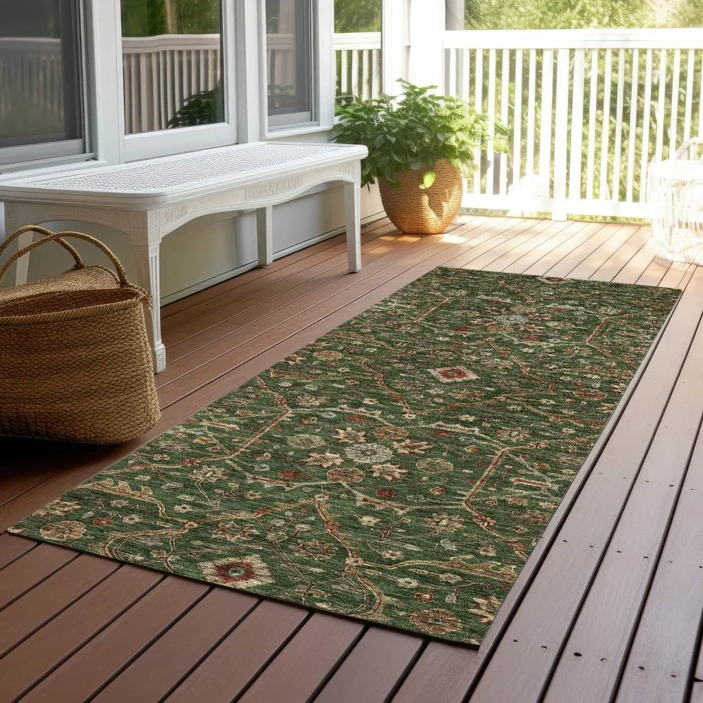 Zara Green Washable Indoor-Outdoor Rug-Outdoor Rugs-LOOMLAN Rugs-LOOMLAN