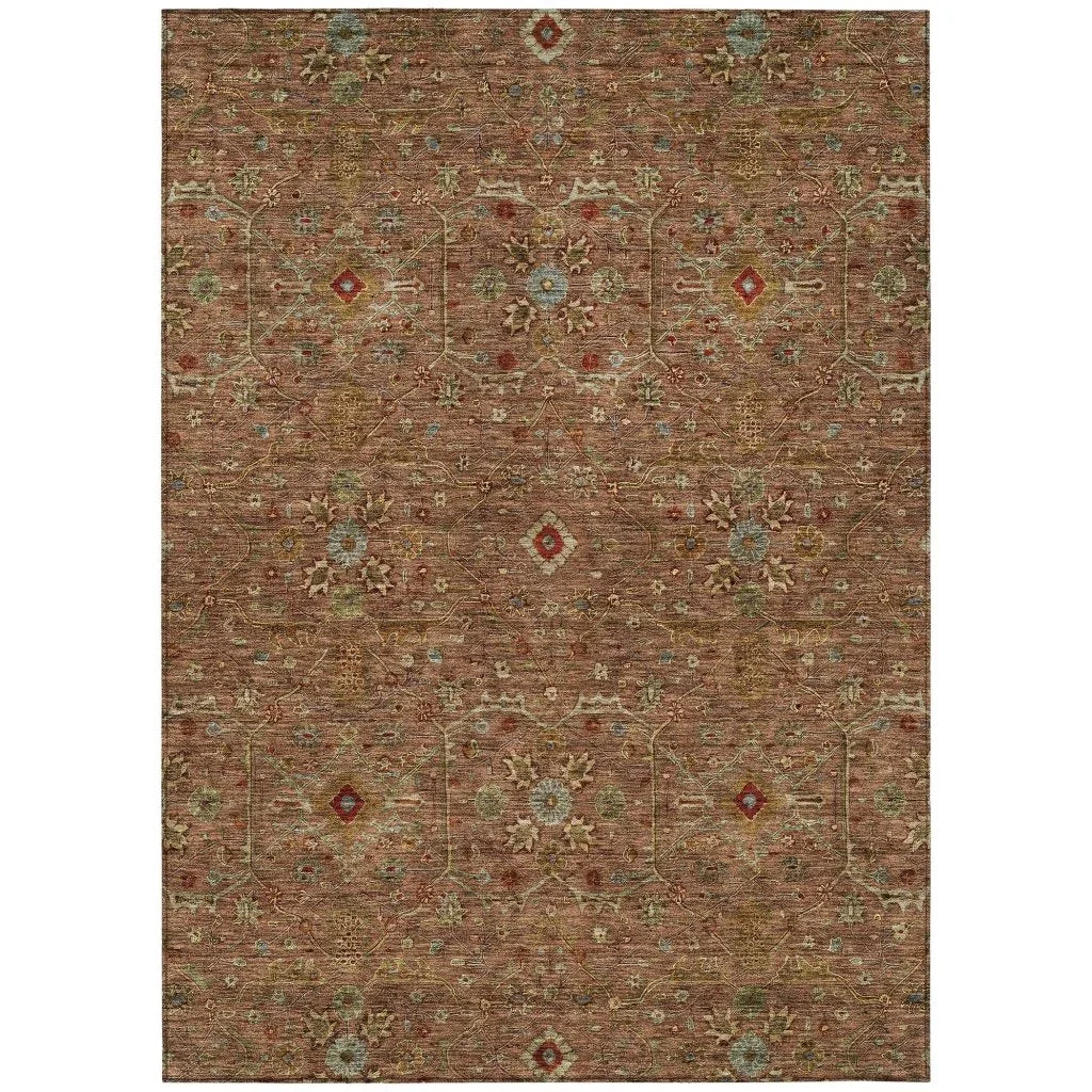 Zara Orange Washable Indoor-Outdoor Rug-Outdoor Rugs-LOOMLAN Rugs-2'6" x 3'10"-LOOMLAN