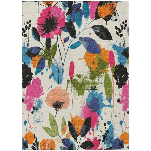 Zarabelle Ivory Washable Indoor - Outdoor Rug - LOOMLAN - LOOMLAN Rugs - Outdoor Rugs