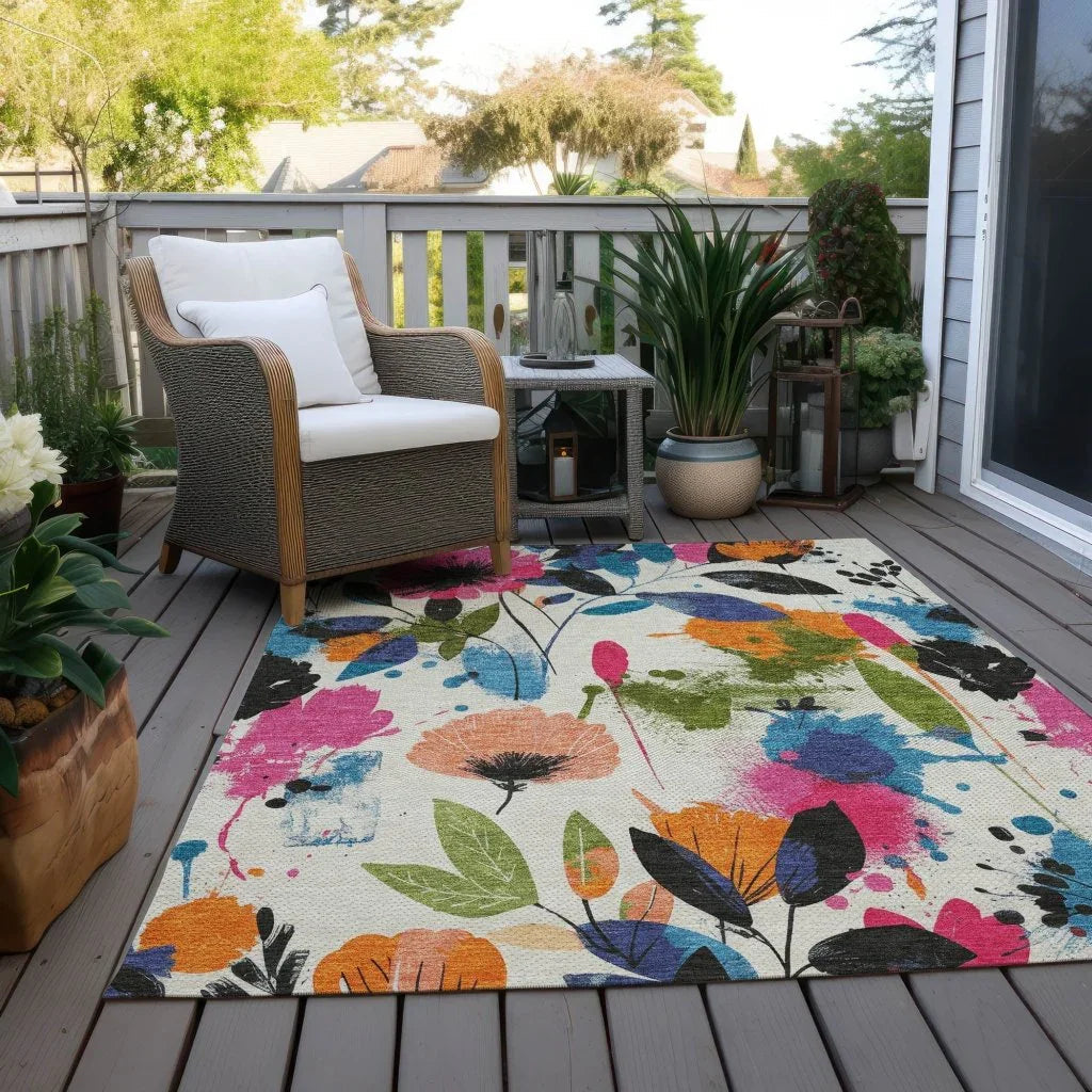 Zarabelle Ivory Washable Indoor - Outdoor Rug - LOOMLAN - LOOMLAN Rugs - Outdoor Rugs