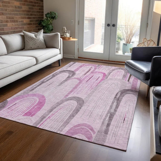 Zaralith Pink Washable Indoor - Outdoor Rug - LOOMLAN - LOOMLAN Rugs - Outdoor Rugs
