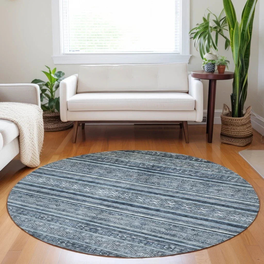 Zaraxa Blue Washable Indoor - Outdoor Rug - LOOMLAN - LOOMLAN Rugs - Outdoor Rugs