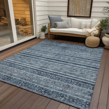 Zaraxa Blue Washable Indoor - Outdoor Rug - LOOMLAN - LOOMLAN Rugs - Outdoor Rugs