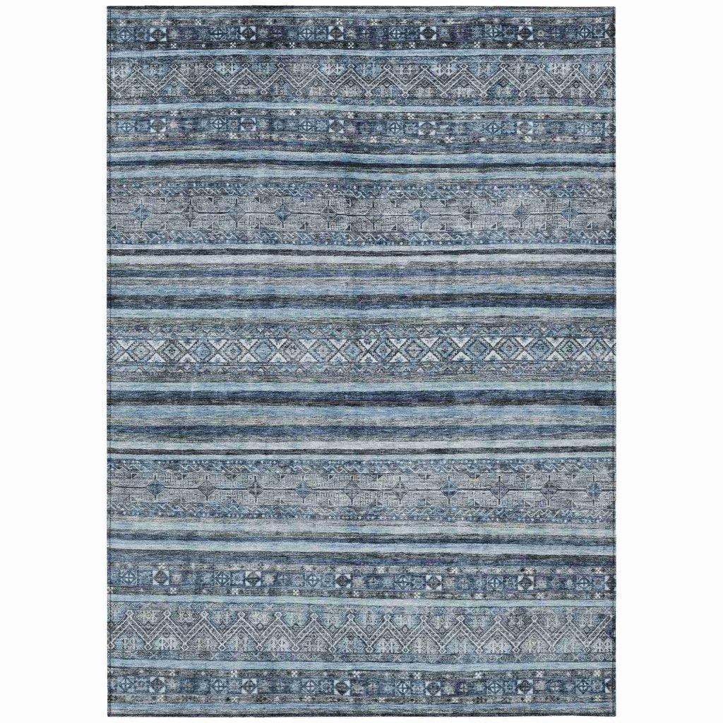 Zaraxa Blue Washable Indoor - Outdoor Rug - LOOMLAN - LOOMLAN Rugs - Outdoor Rugs