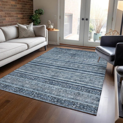 Zaraxa Blue Washable Indoor - Outdoor Rug - LOOMLAN - LOOMLAN Rugs - Outdoor Rugs
