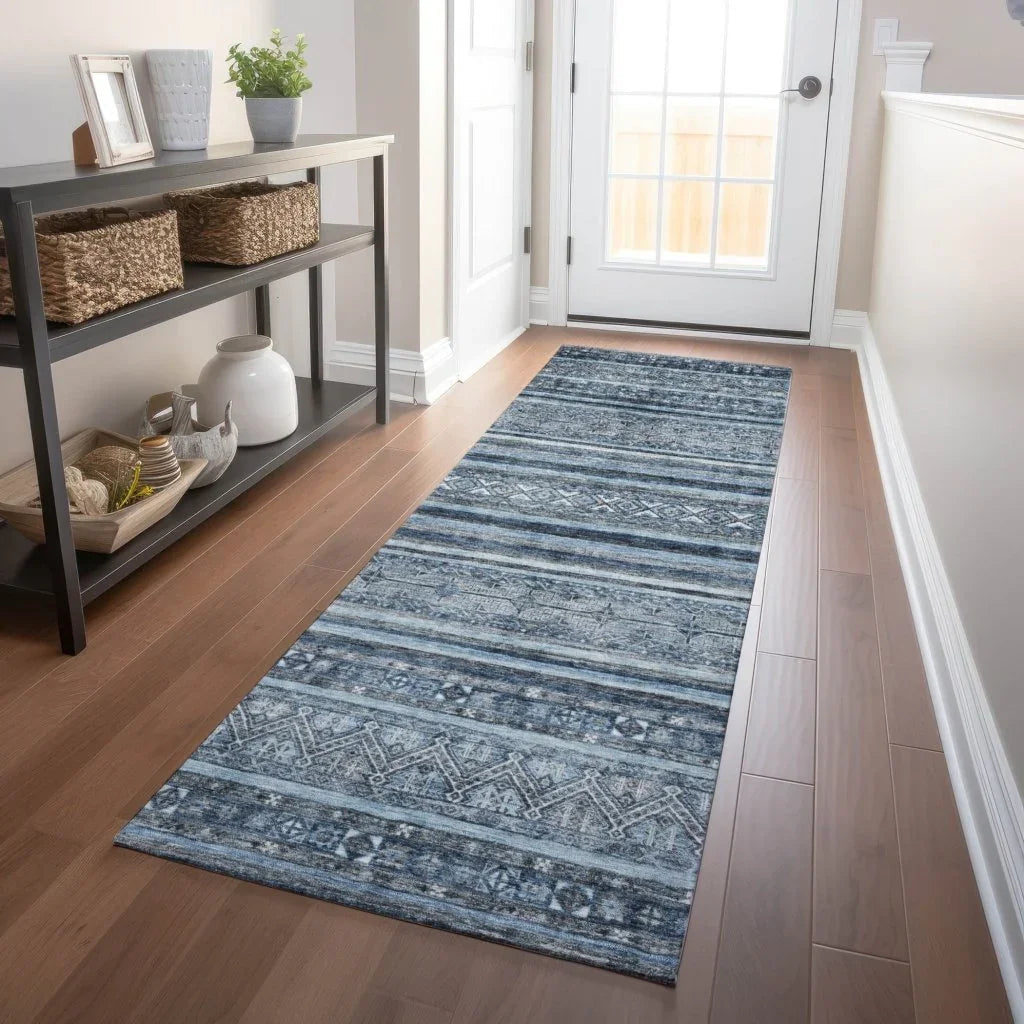 Zaraxa Blue Washable Indoor - Outdoor Rug - LOOMLAN - LOOMLAN Rugs - Outdoor Rugs