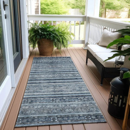 Zaraxa Blue Washable Indoor - Outdoor Rug - LOOMLAN - LOOMLAN Rugs - Outdoor Rugs