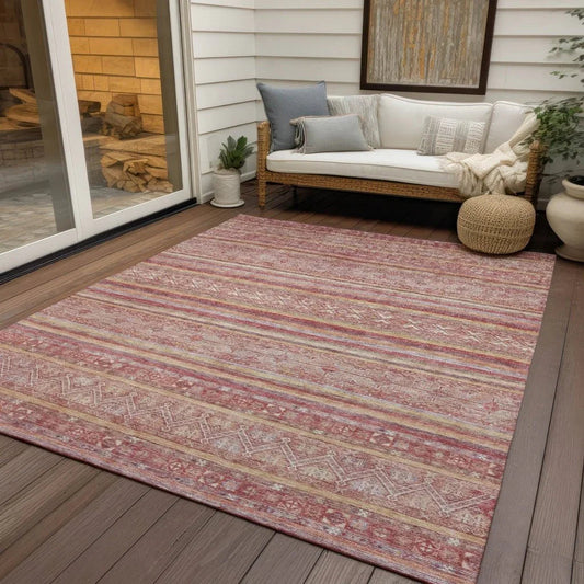 Zaraxa Orange Washable Indoor - Outdoor Rug - LOOMLAN - LOOMLAN Rugs - Outdoor Rugs