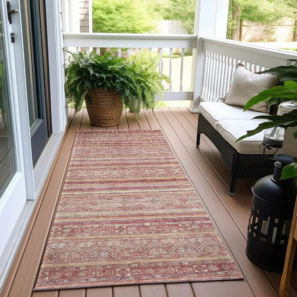 Zaraxa Orange Washable Indoor - Outdoor Rug - LOOMLAN - LOOMLAN Rugs - Outdoor Rugs