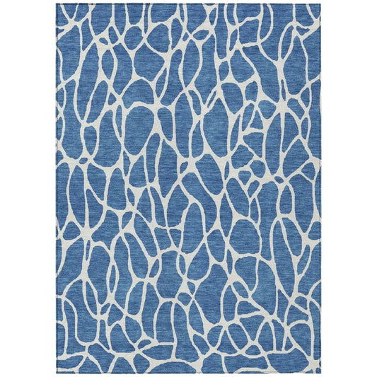Zarelia Blue Washable Indoor-Outdoor Rug-Outdoor Rugs-LOOMLAN Rugs-2'6" x 3'10"-LOOMLAN