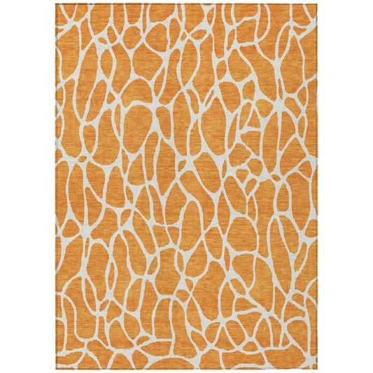 Zarelia Orange Washable Indoor-Outdoor Rug-Outdoor Rugs-LOOMLAN Rugs-2'6" x 3'10"-LOOMLAN