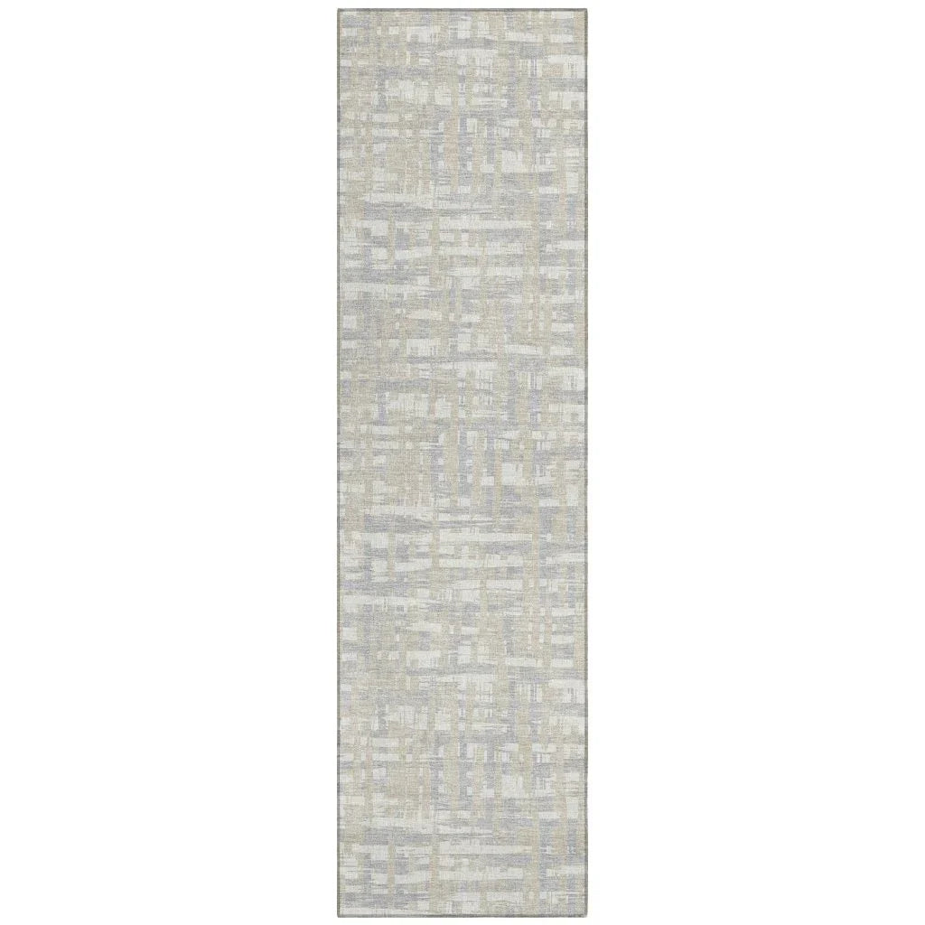 Zarifa Beige Washable Indoor-Outdoor Rug-Outdoor Rugs-LOOMLAN Rugs-2'3" x 7'6"-LOOMLAN
