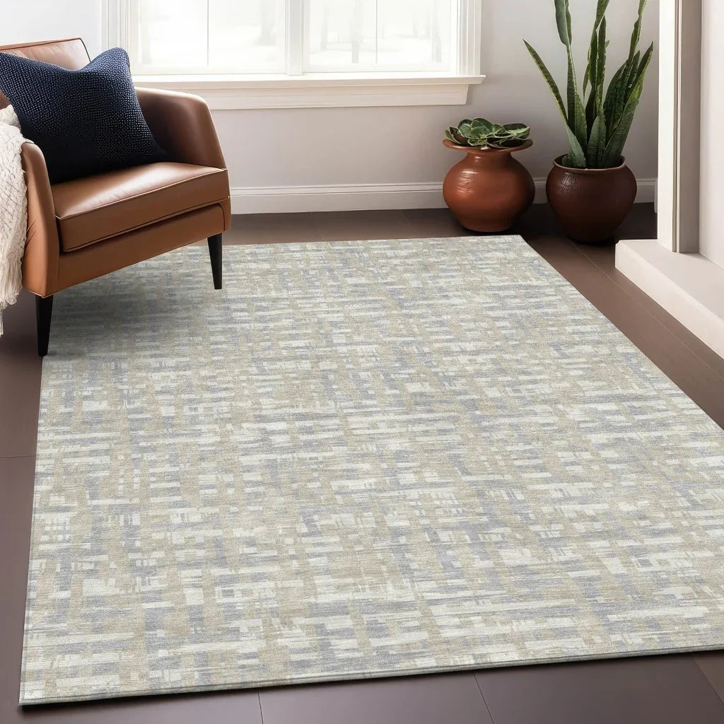 Zarifa Beige Washable Indoor-Outdoor Rug-Outdoor Rugs-LOOMLAN Rugs-LOOMLAN