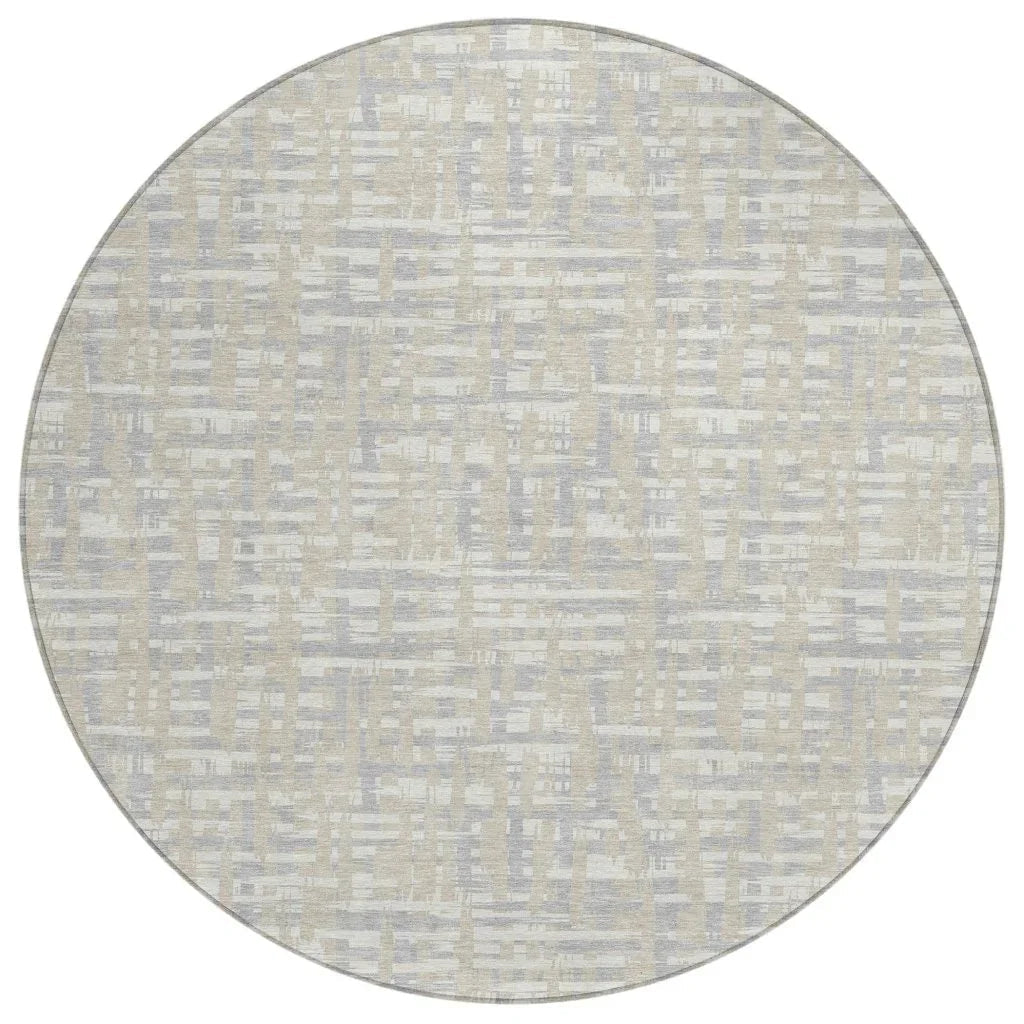 Zarifa Beige Washable Indoor-Outdoor Rug-Outdoor Rugs-LOOMLAN Rugs-8' x 8'-LOOMLAN
