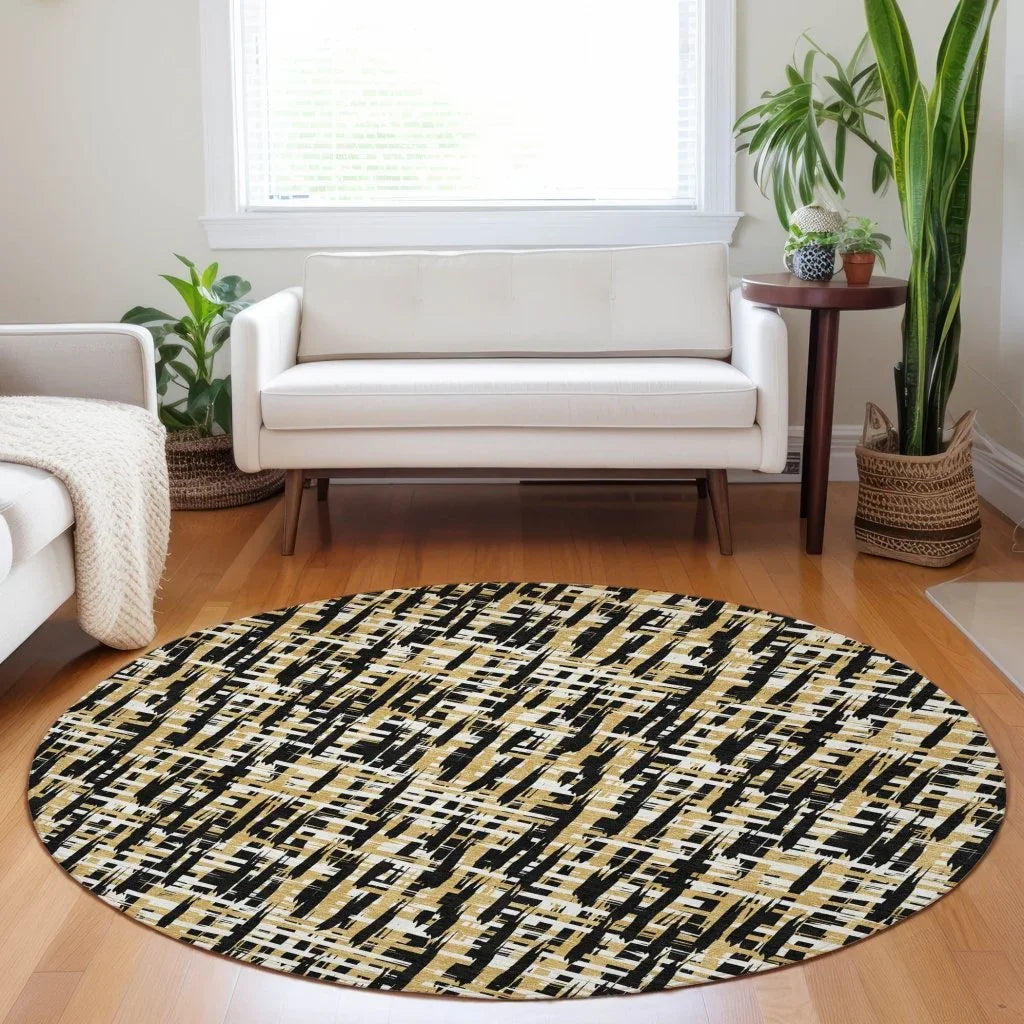 Zarifa Black Washable Indoor-Outdoor Rug-Outdoor Rugs-LOOMLAN Rugs-LOOMLAN
