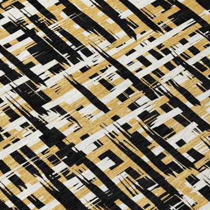 Zarifa Black Washable Indoor-Outdoor Rug-Outdoor Rugs-LOOMLAN Rugs-LOOMLAN