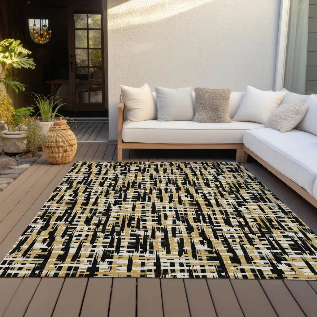 Zarifa Black Washable Indoor-Outdoor Rug-Outdoor Rugs-LOOMLAN Rugs-LOOMLAN