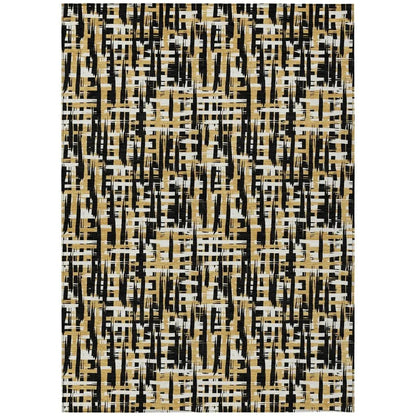 Zarifa Black Washable Indoor-Outdoor Rug-Outdoor Rugs-LOOMLAN Rugs-2'6" x 3'10"-LOOMLAN