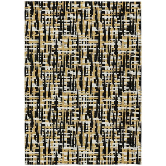 Zarifa Black Washable Indoor-Outdoor Rug-Outdoor Rugs-LOOMLAN Rugs-2'6" x 3'10"-LOOMLAN