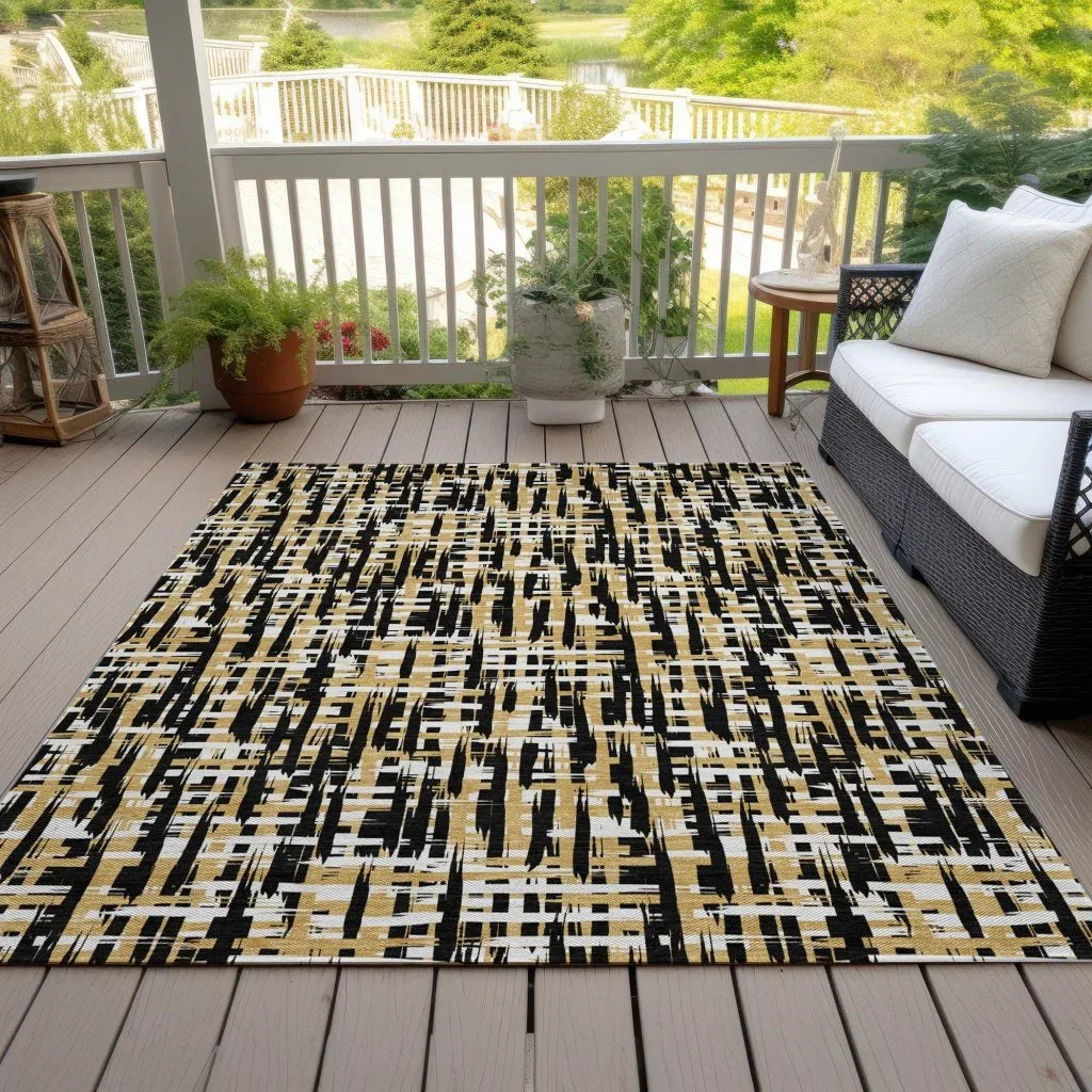 Zarifa Black Washable Indoor-Outdoor Rug-Outdoor Rugs-LOOMLAN Rugs-LOOMLAN