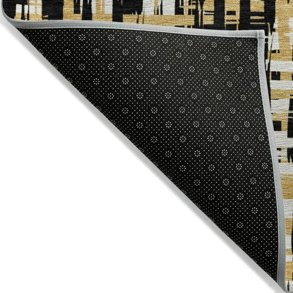 Zarifa Black Washable Indoor-Outdoor Rug-Outdoor Rugs-LOOMLAN Rugs-LOOMLAN